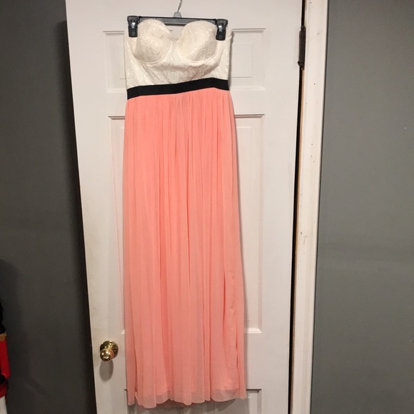 Rue21 Strapless Lace Bodice with Peachy Coral Skirt Maxi Dress Size Large - Picture 1 of 8